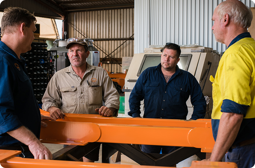 SwarmFarm team in the workshop